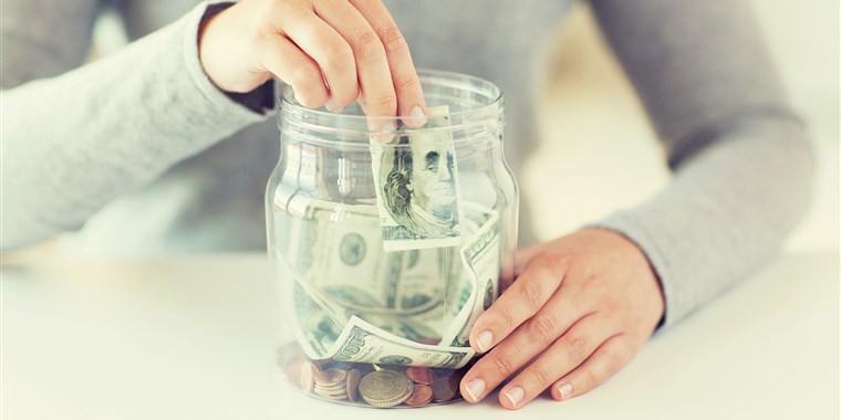 saving money in a jar